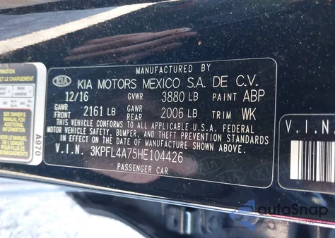 2017 Kia Forte S from USA, damaged, VIN 3KPFL4A75HE104426